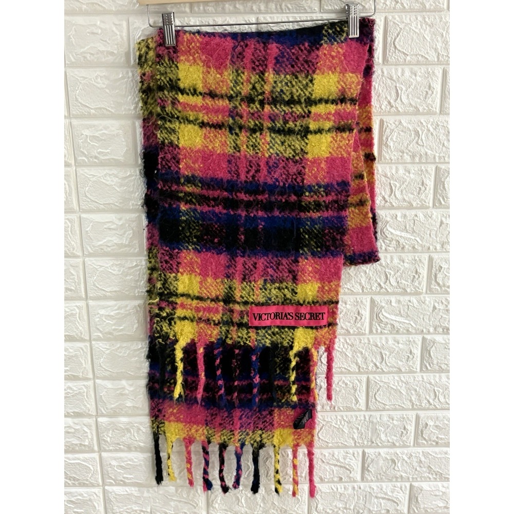 Victorias Secret Multicolor Blanket Scarf Oversized 82"x 12" Warm Cozy